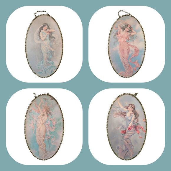 Vintage Anheuser-Busch Advertising Four Seasons Fair Maiden Framed Art - Picture 1 of 11